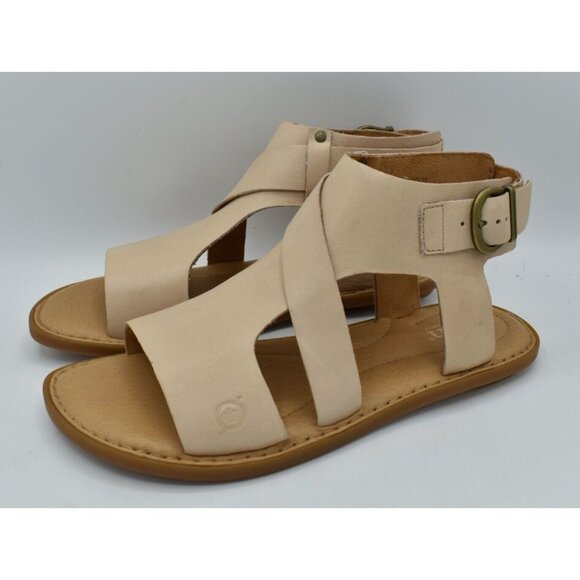 Born Womens Size 7 Marlowe Natural Full Grain Leather Gladiator Sandals Shoes - Picture 1 of 11